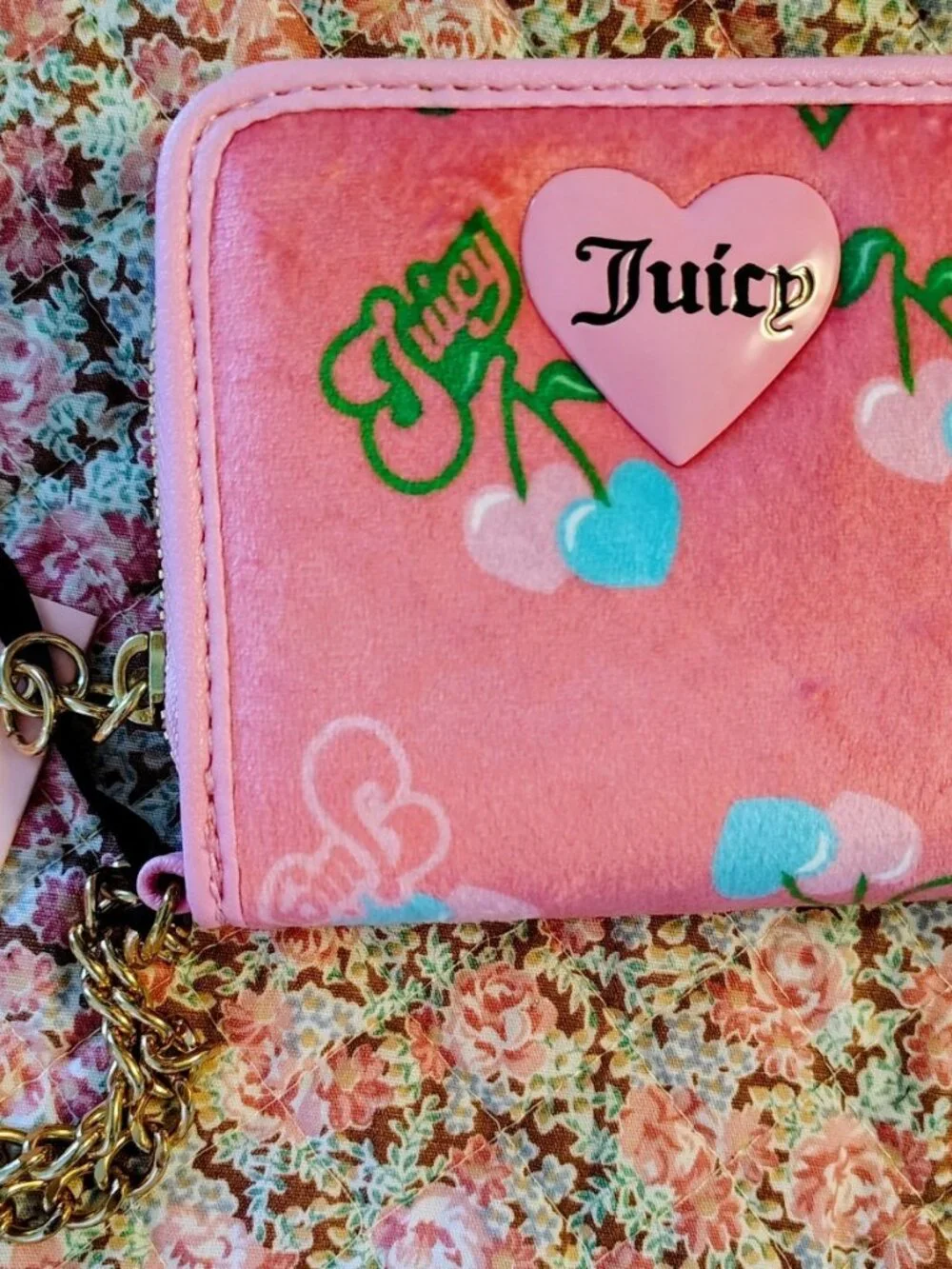 Juicy Couture Exclusive pink cherry blossom wallet Wristlet NWT